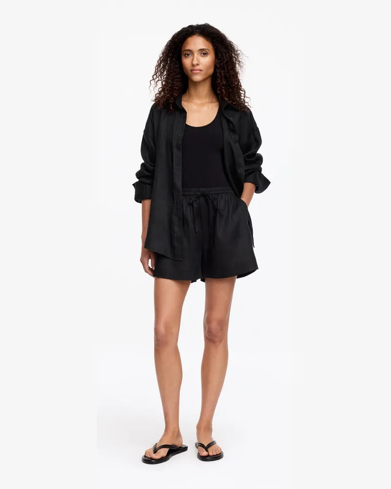 Arket Leinenshorts Mit Kordelzug -Schwarz Schwarz