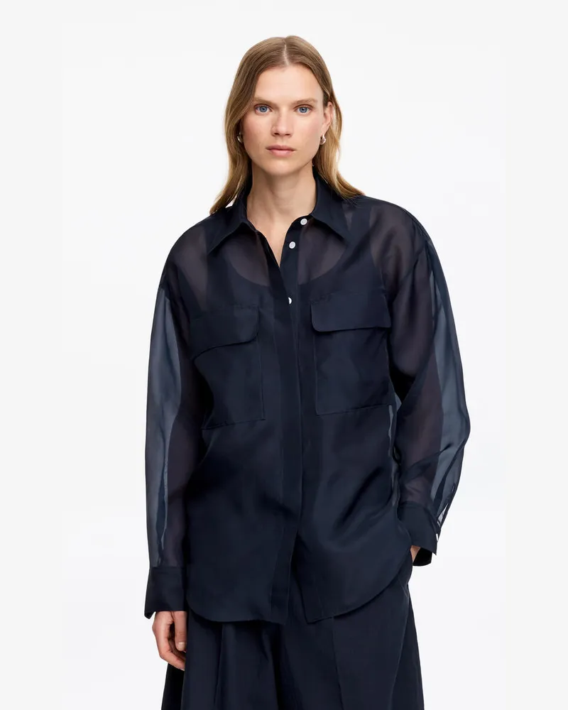 Arket Hemd Aus Seidenorganza -Blau Blau
