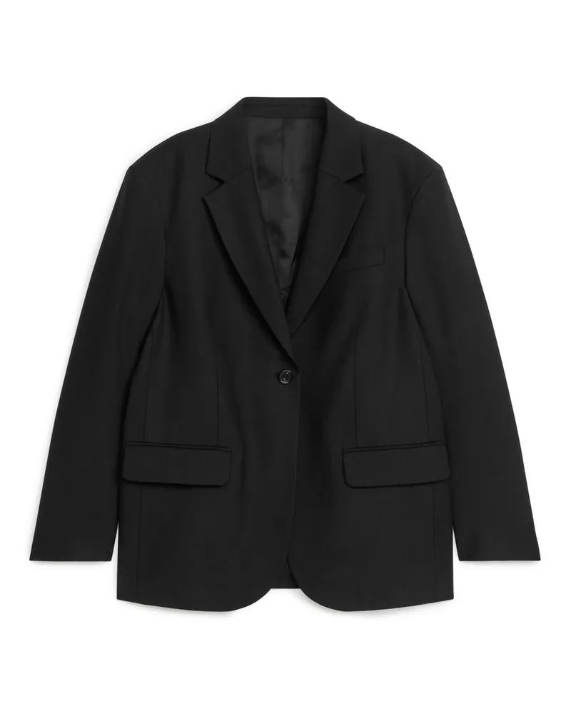 Arket Oversize-Twillblazer aus Baumwollmix Schwarz