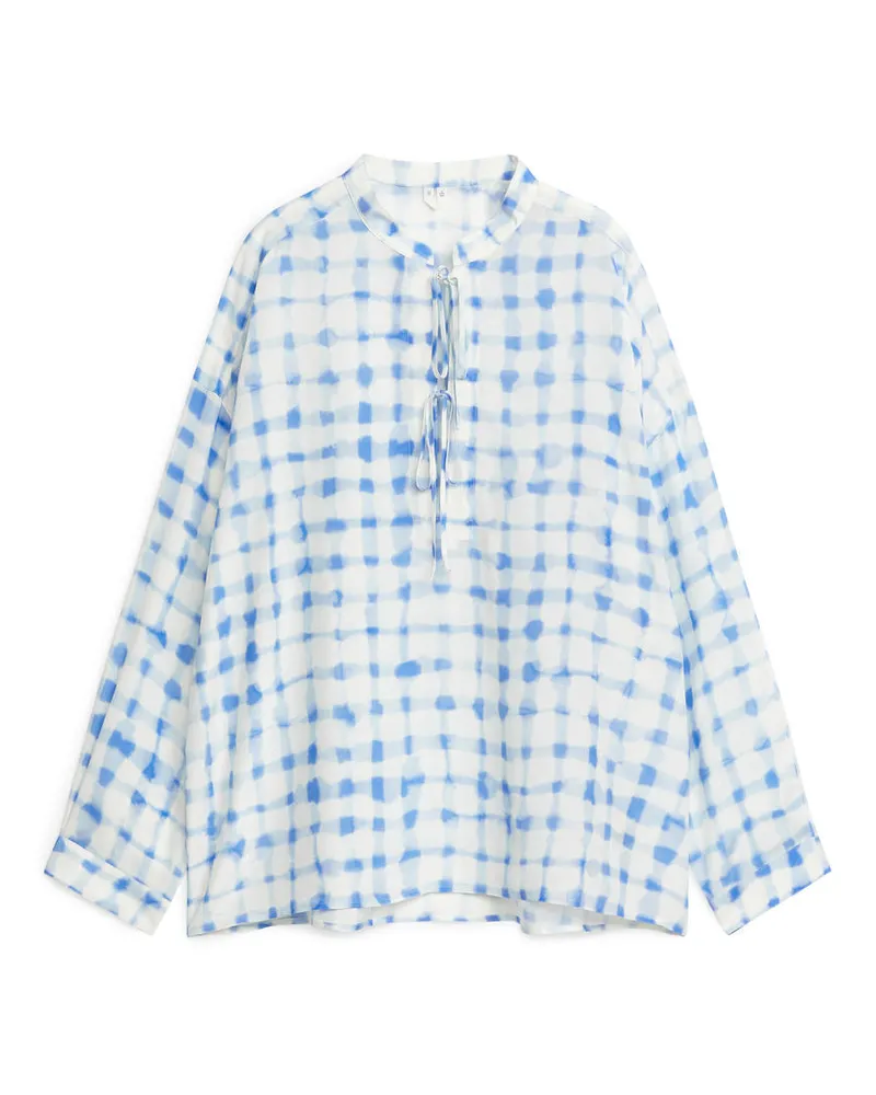 Arket Bluse Mit Print - Blau|Weiß Weiß