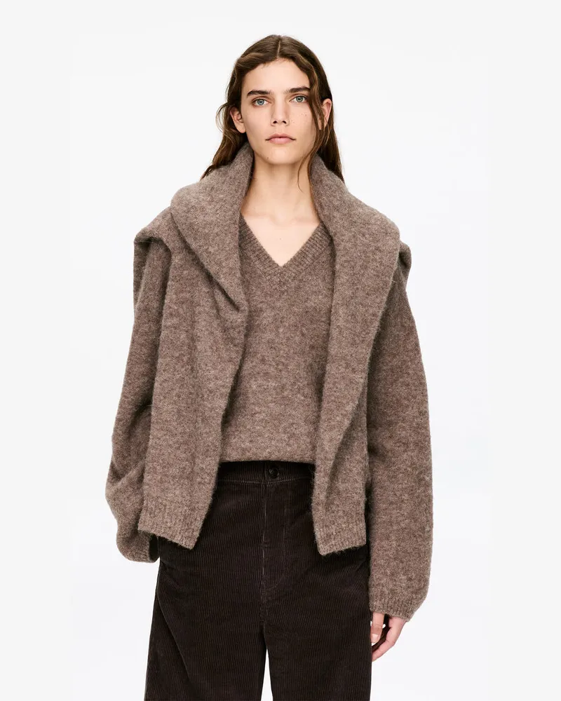 Arket V-Pullover Aus Alpakawolle Und Wolle -Beige Beige