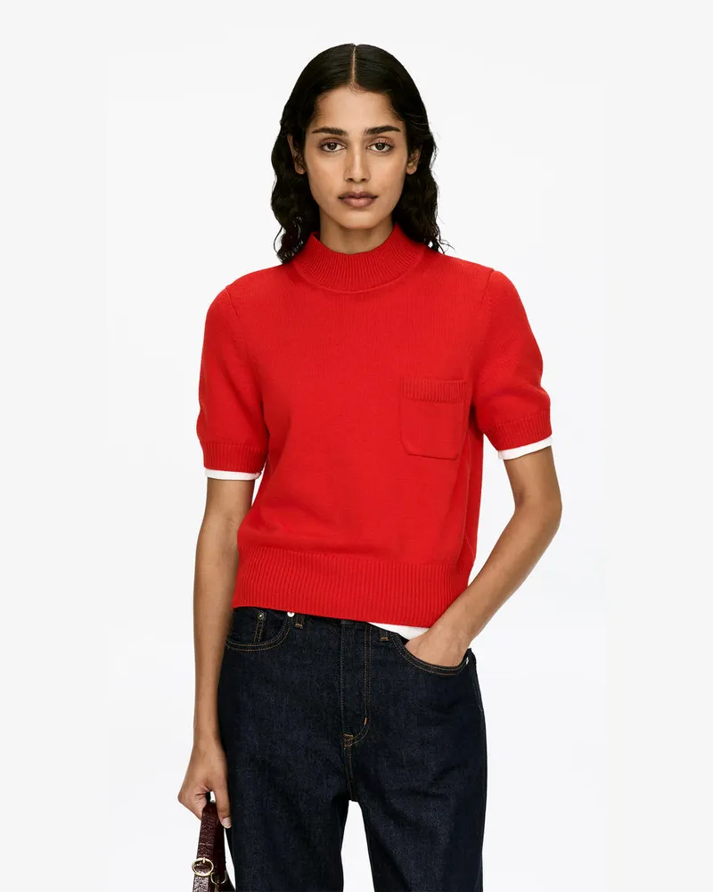 Arket Pullover Aus Merinowolle Mit Kurzen Ärmeln -Rot Rot