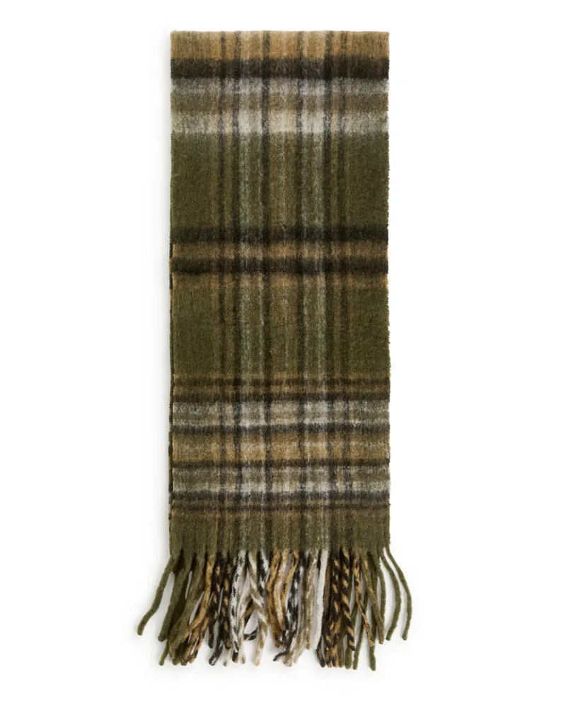 Arket Schal Aus Wollmischung - Beige|Grün|Mehrfarbig Khaki