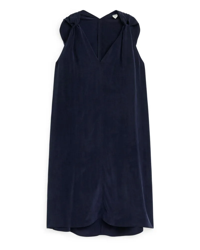 Arket Cupro-Kleid Mit Knotendetail - Schwarz Dunkelblau