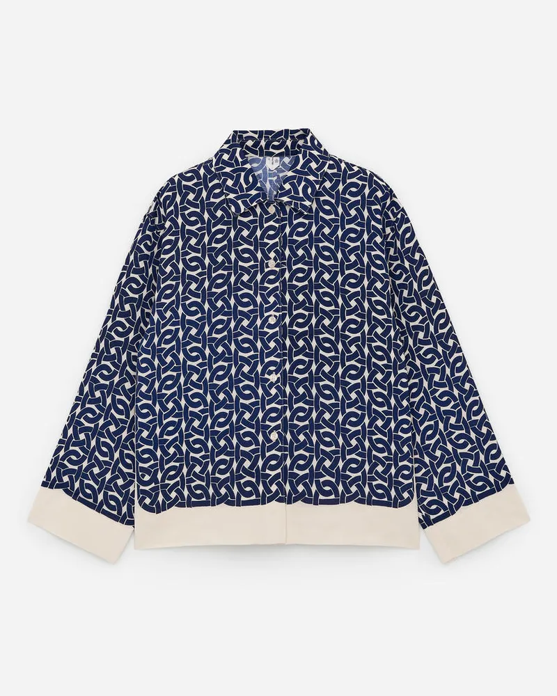 Arket Bluse Mit Print - Blau Dunkelblau
