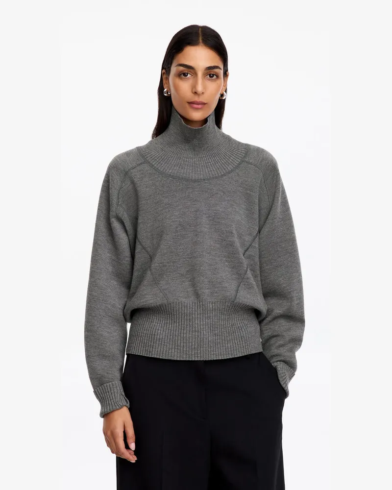 Arket Pullover Aus Merinowolle Mit Stehkragen -Grau Grau