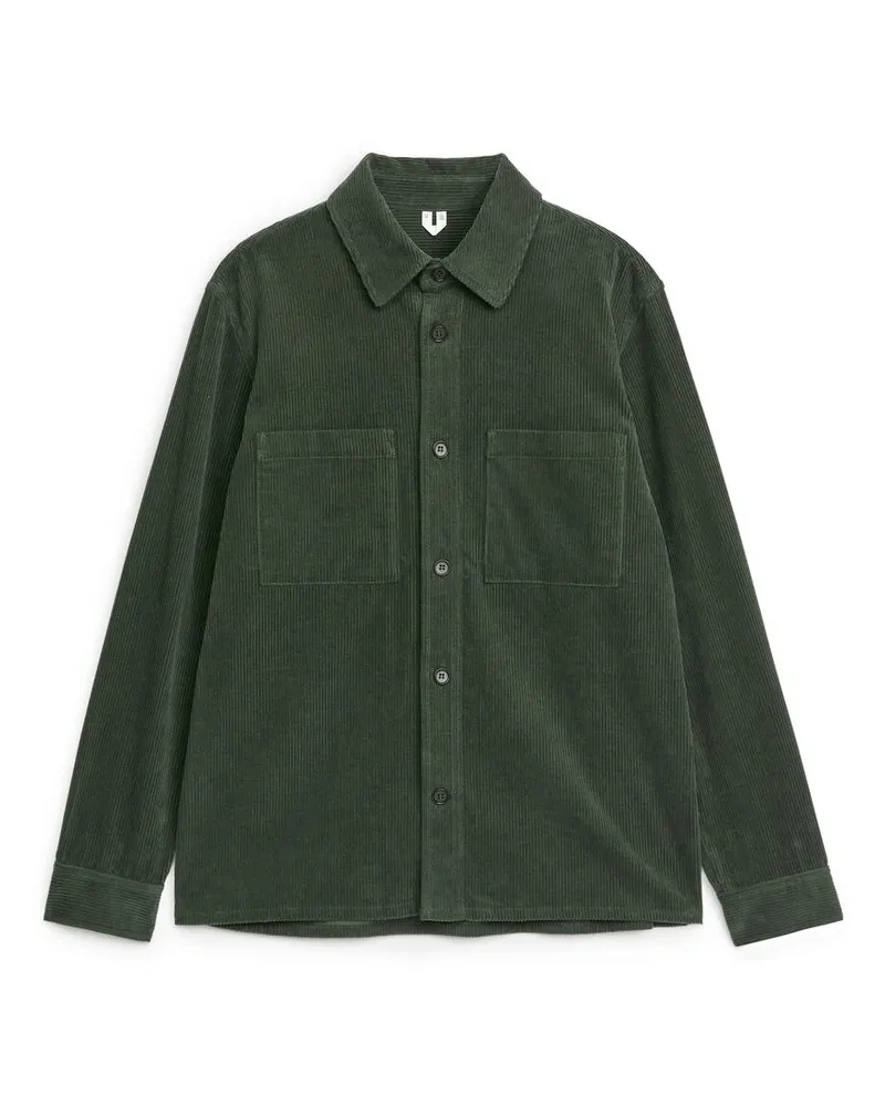 Arket Cord-Hemdjacke - Grün Dunkelgrün
