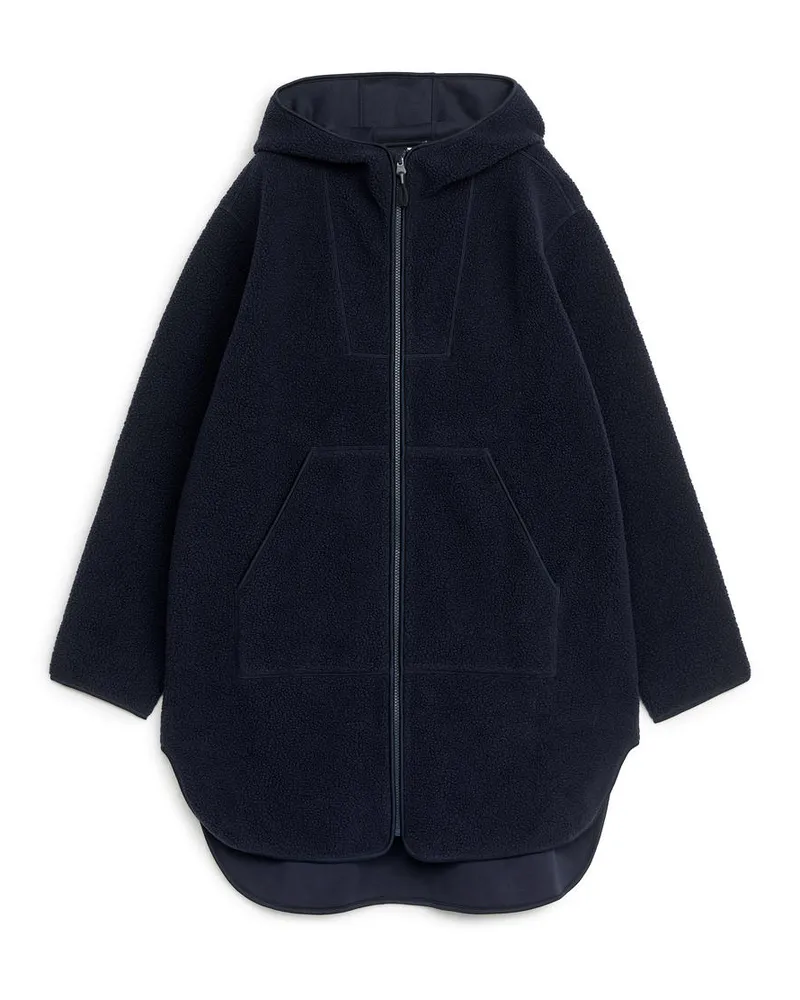 Arket Lange Fleece-Jacke - Blau Dunkelblau