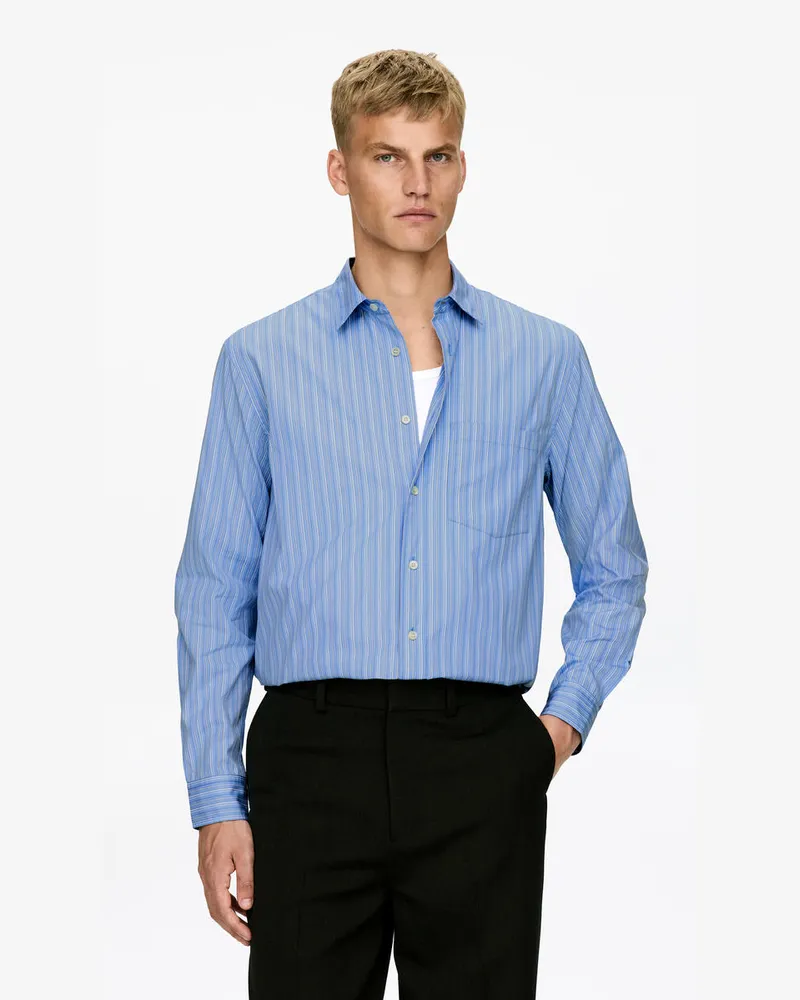 Arket Legeres Popeline-Hemd -Blau Blau