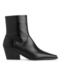 Arket Cowboy-Lederstiefel Schwarz