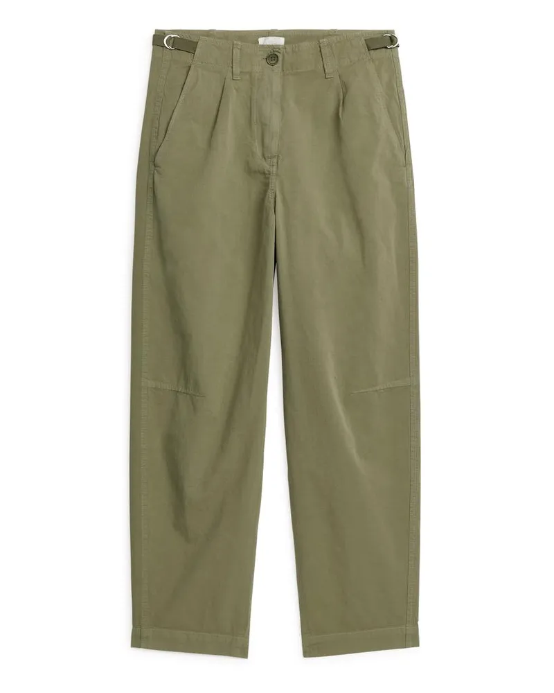 Arket Baumwollchinos Mit Barrel Legs - Braun|Grün Khaki