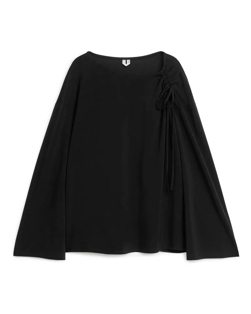 Arket Asymmetrisches Jersey-Oberteil - Schwarz Schwarz