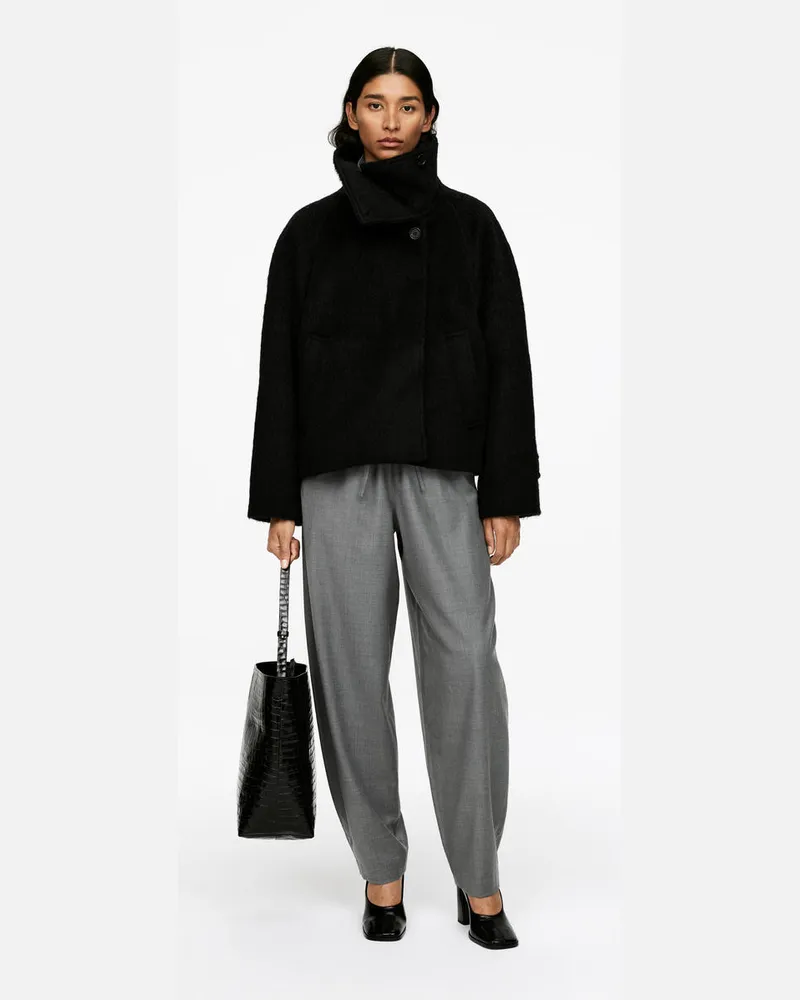 Arket Jacke Mit Stehkragen Aus Wolle Und Alpakawolle -Schwarz Schwarz