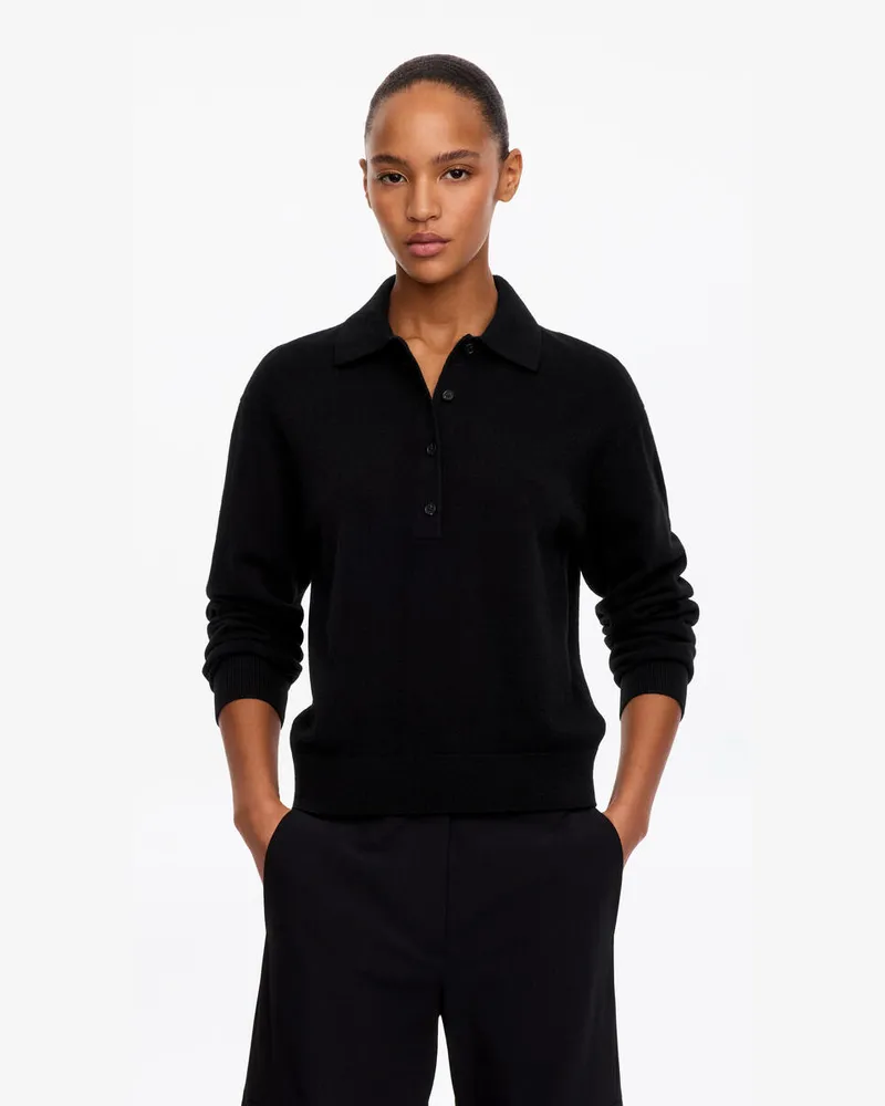Arket Polopullover Aus Wolle -Schwarz Schwarz