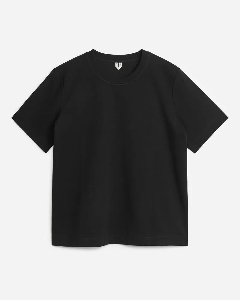 Arket Pearl Interlock-T-Shirt - Schwarz Schwarz