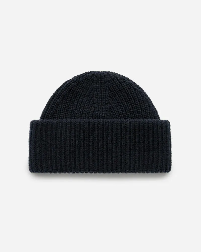 Arket Wollbeanie Mit Doppeltem Umschlag - Blau Dunkelblau