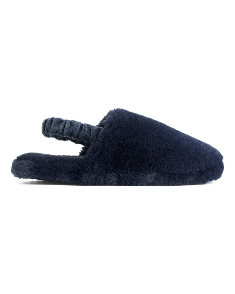Arket Hausschuhe Aus Teddystoff - Blau Dunkelblau