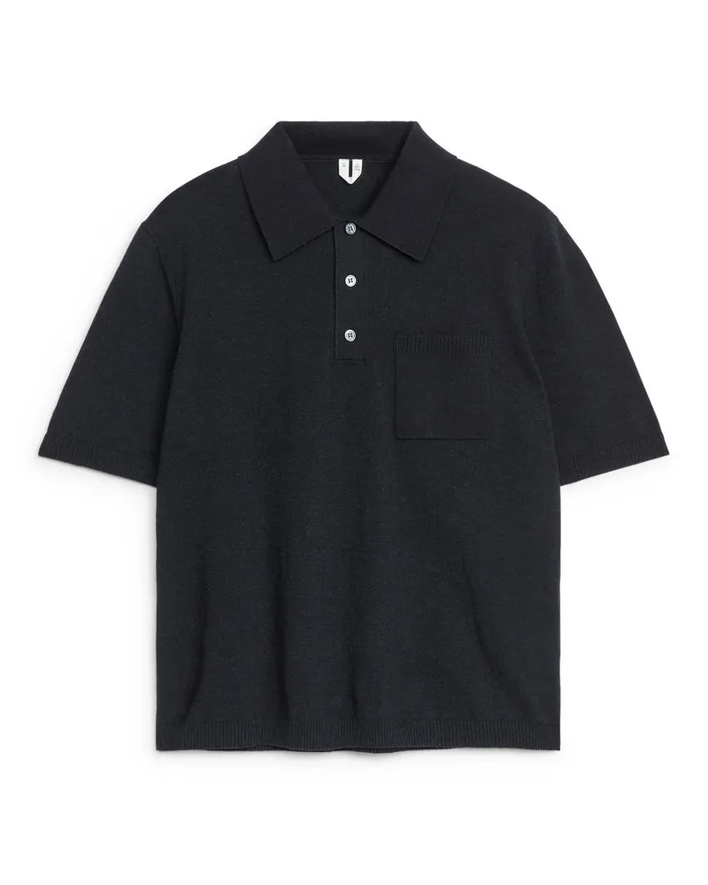 Arket Kurzärmliges Polohemd - Blau Dunkelblau