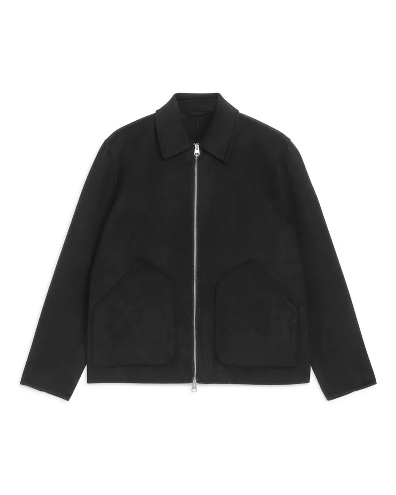 Arket Kurze Doubleface-Wolljacke - Schwarz Schwarz