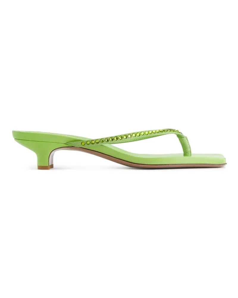 Arket Zehensteg-Sandalen Aus Leder - Grün Grün