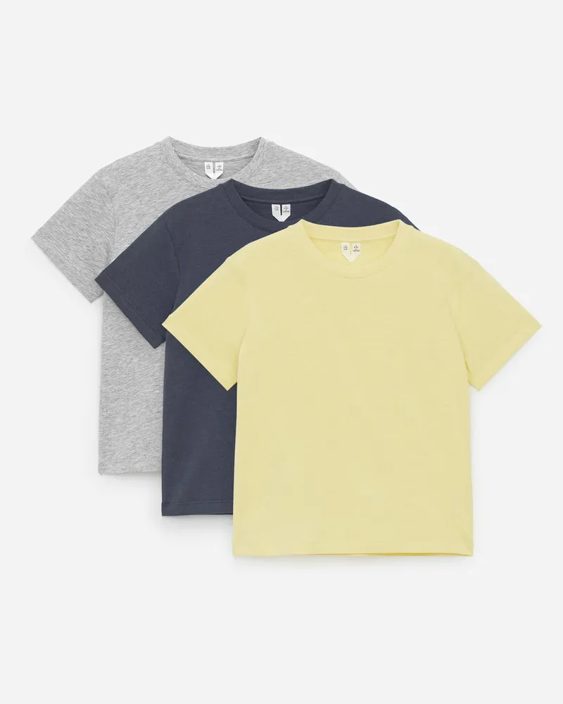 Arket T-Shirt Mit Rundhalsausschnitt, 3Er-Pack - Schwarz|Grau|Mehrfarbig|Gelb Schwarz