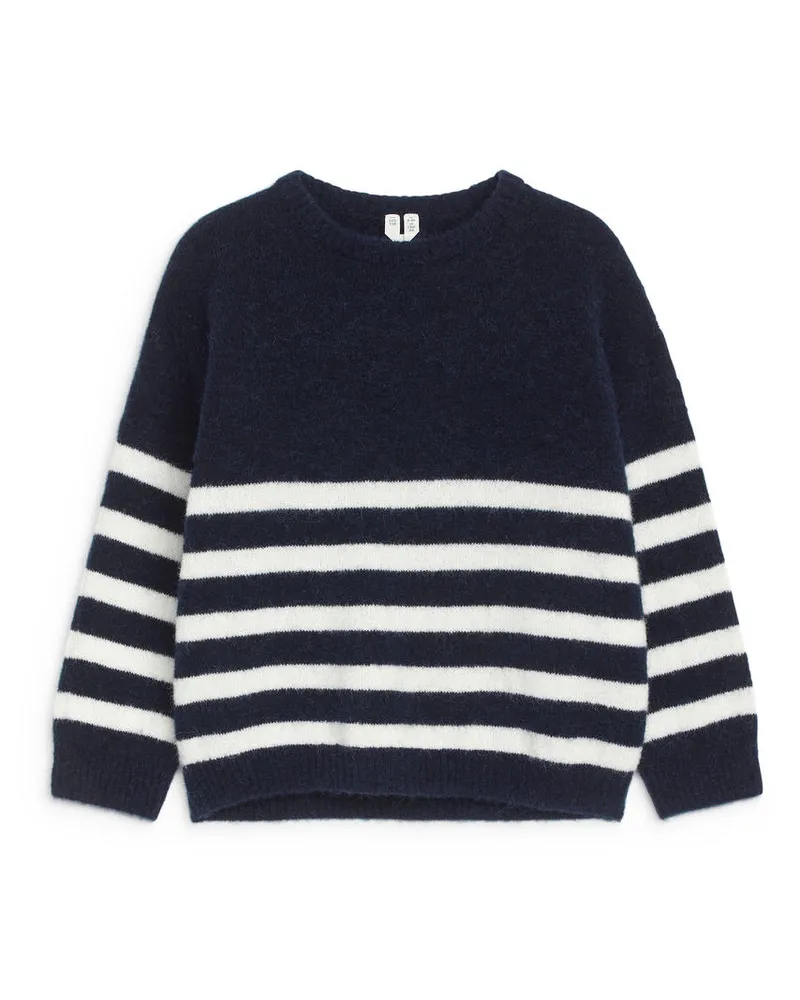 Arket Pullover Aus Alpakawolle Und Wolle - Blau|Mehrfarbig|Weiß Dunkelblau