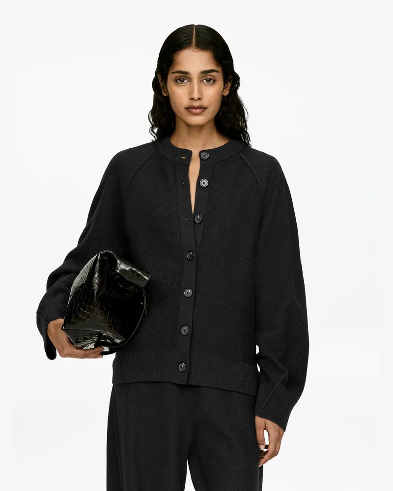 Arket Strickjacke Aus Wollwalk -Schwarz Schwarz