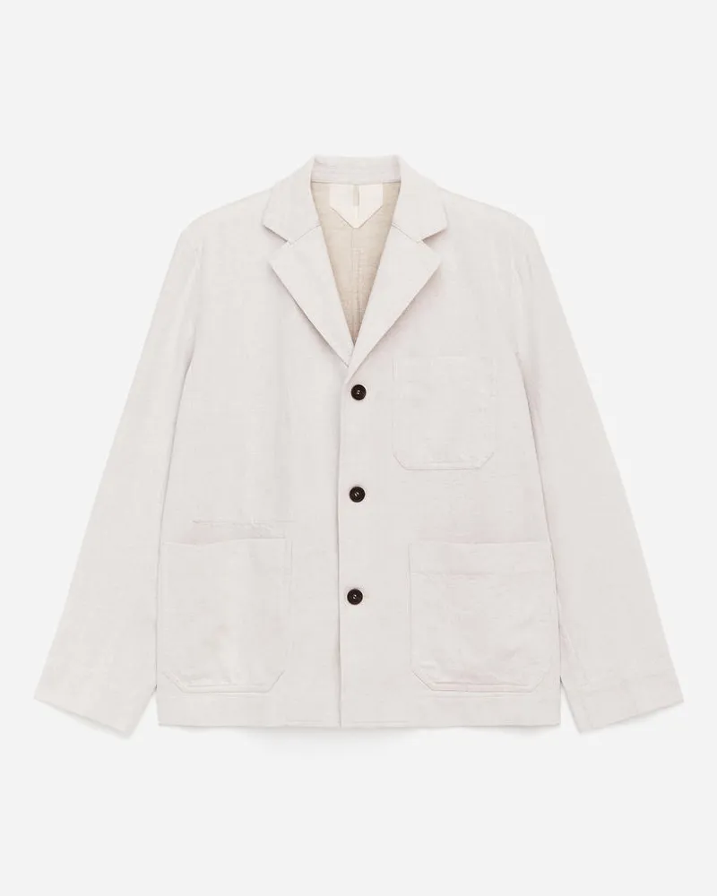 Arket Baumwoll-Leinen-Blazer - Beige Weiß