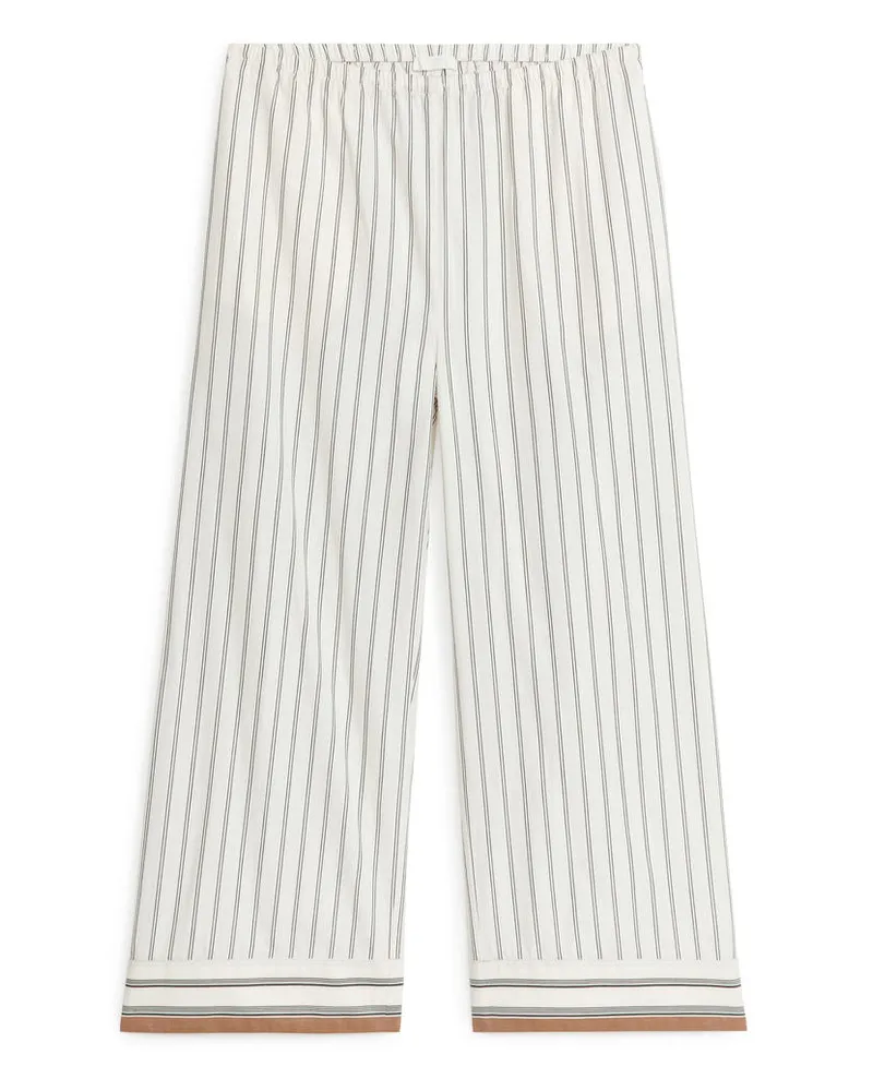 Arket Pyjamahose Aus Baumwolle - Weiß|Mehrfarbig|Beige Weiß