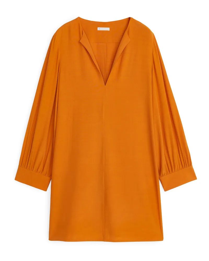 Arket Kurzes Crêpe-Kleid Orange