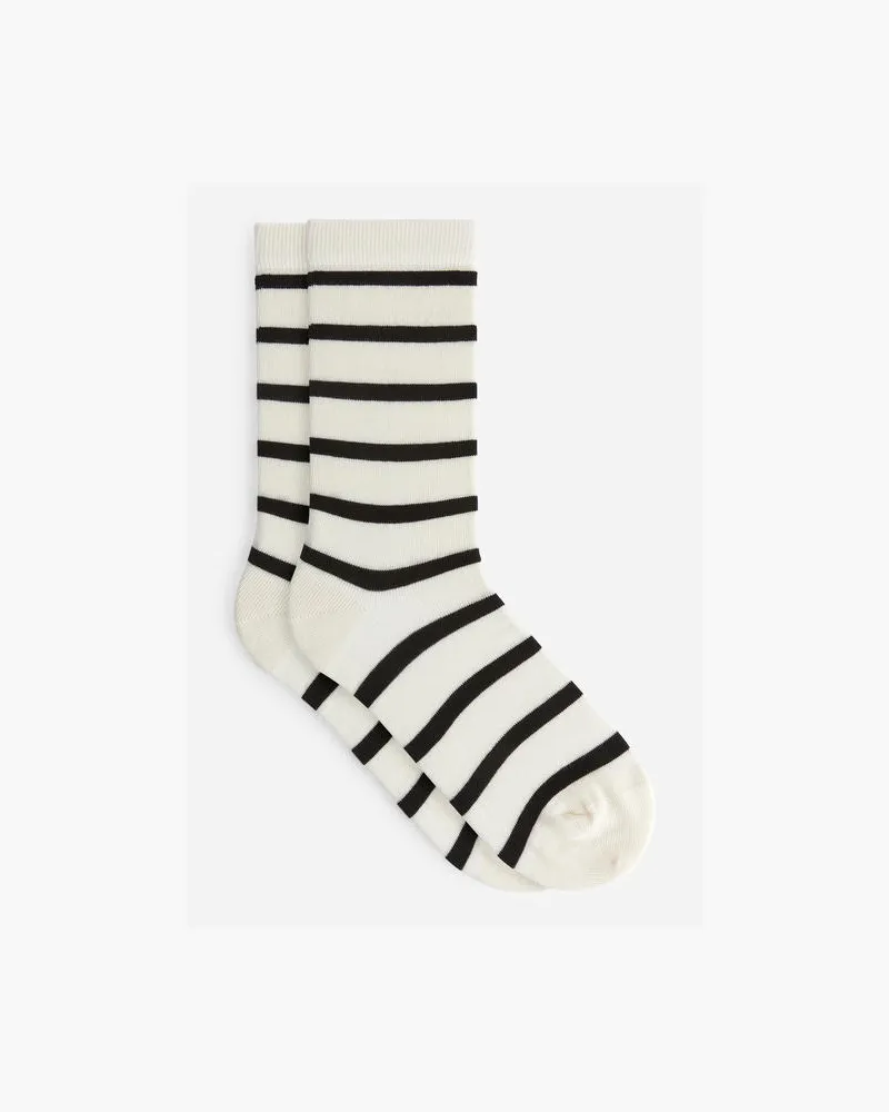 Arket Gestreifte Baumwollsocken - Beige|Schwarz|Mehrfarbig|Weiß Cremeweiß