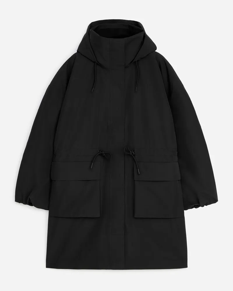 Arket Regenparka Mit Kapuze -Schwarz Schwarz