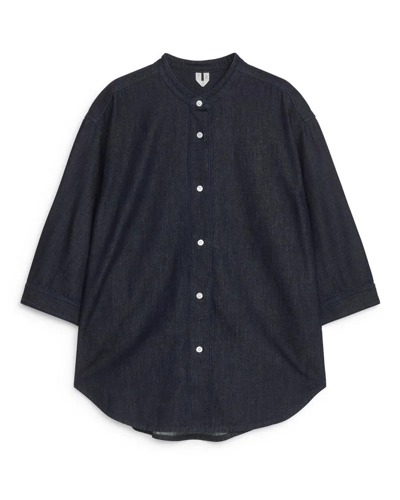 Arket Raw-Denim-Bluse - Blau Dunkelblau