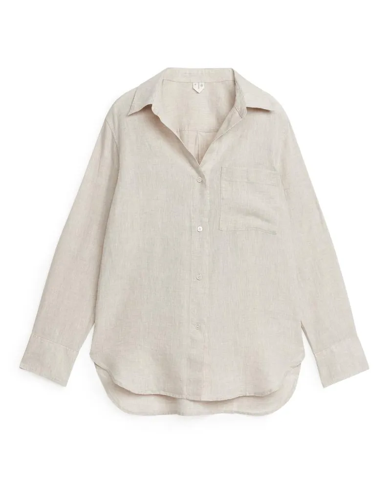 Arket Leinenhemd - Beige Hellbeige
