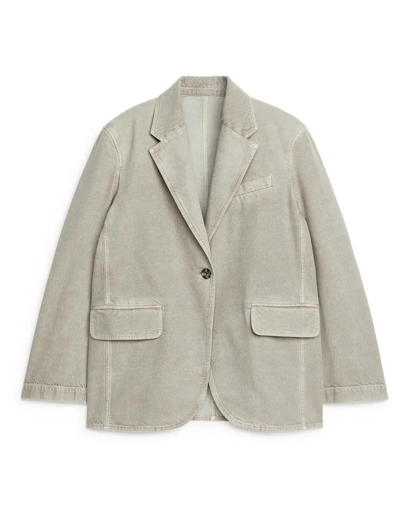 Arket Denim-Blazer In Oversized-Passform - Grau|Beige Greige