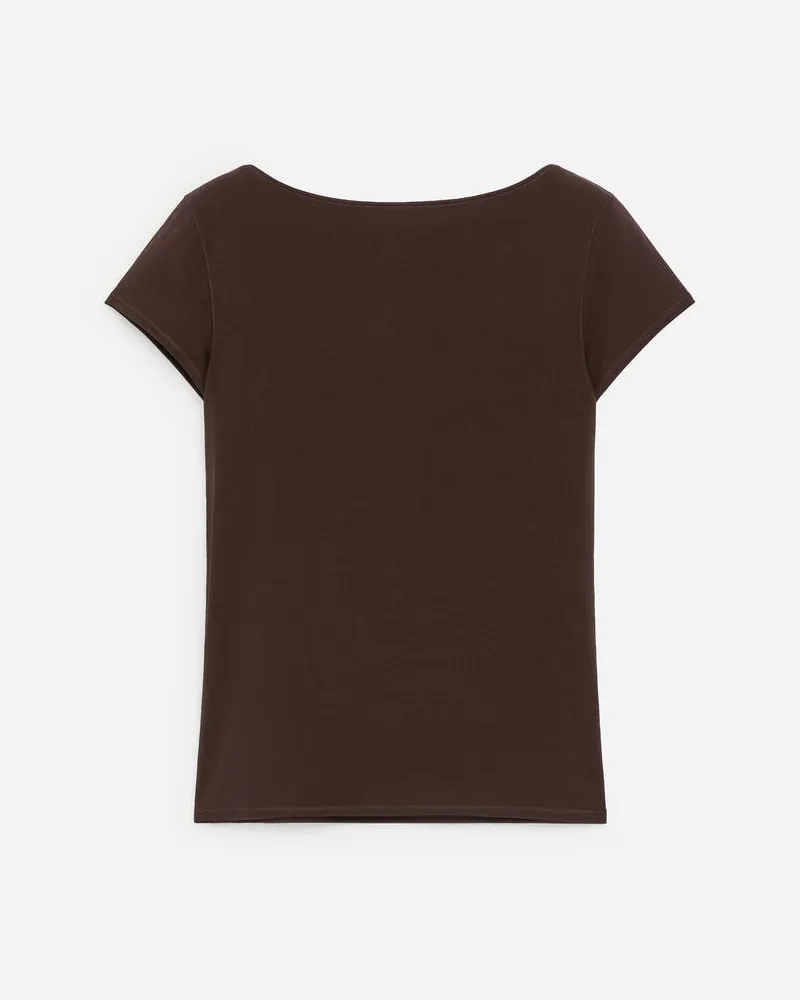 Arket Stretch-T-Shirt Mit U-Boot-Ausschnitt -Braun Braun