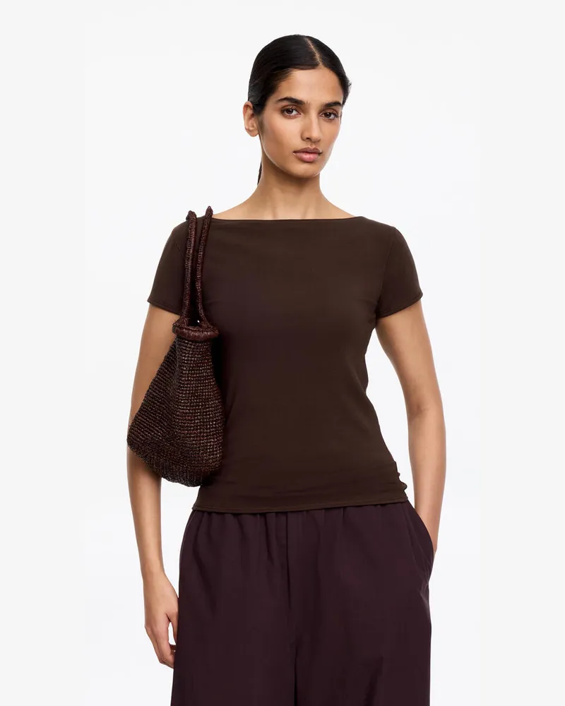 Arket T-Shirt Mit U-Boot-Ausschnitt -Braun Braun