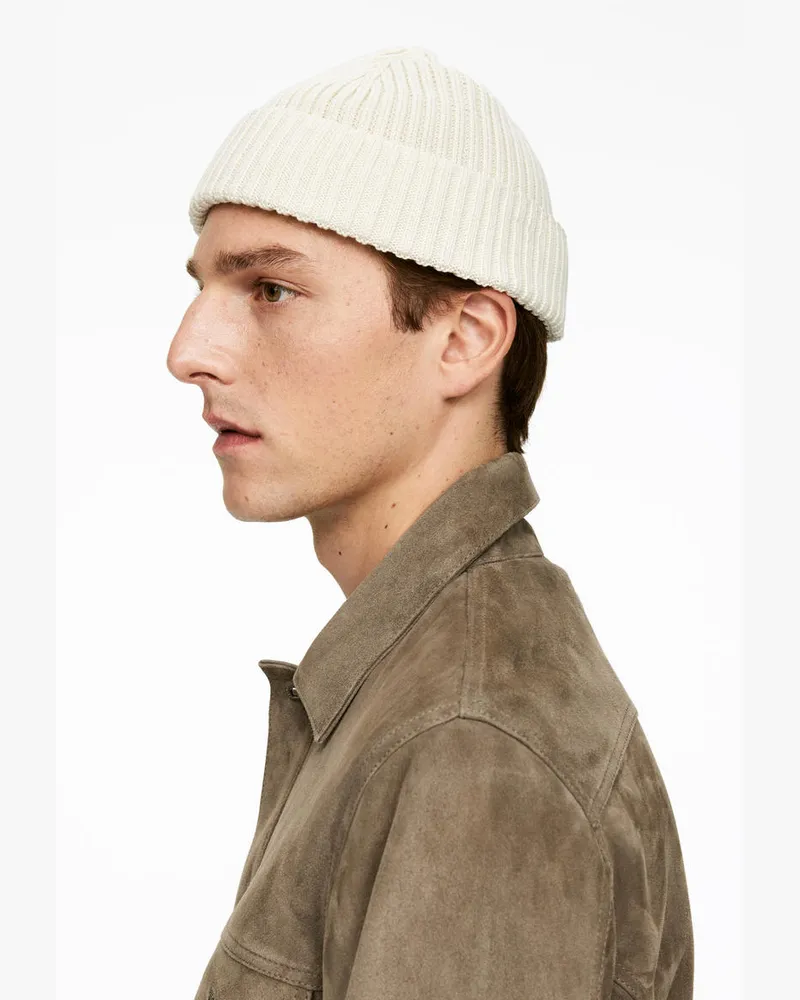 Arket Gerippte Baumwoll-Beanie -Weiß Weiß