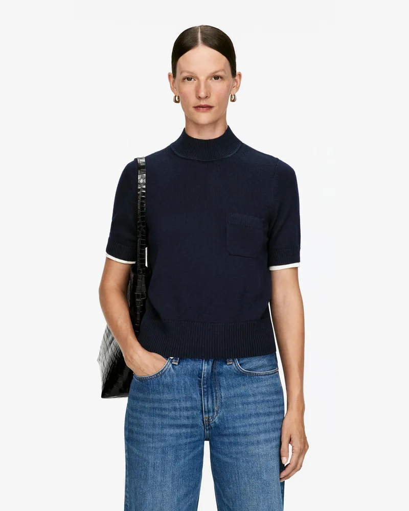 Arket Pullover Aus Merinowolle Mit Kurzen Ärmeln -Blau Blau