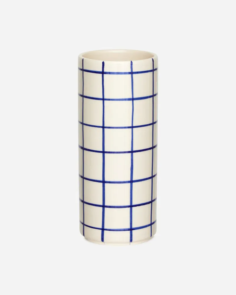 Arket Vase Aus Steingut, 23 Cm - Blau|Weiß|Mehrfarbig Blau