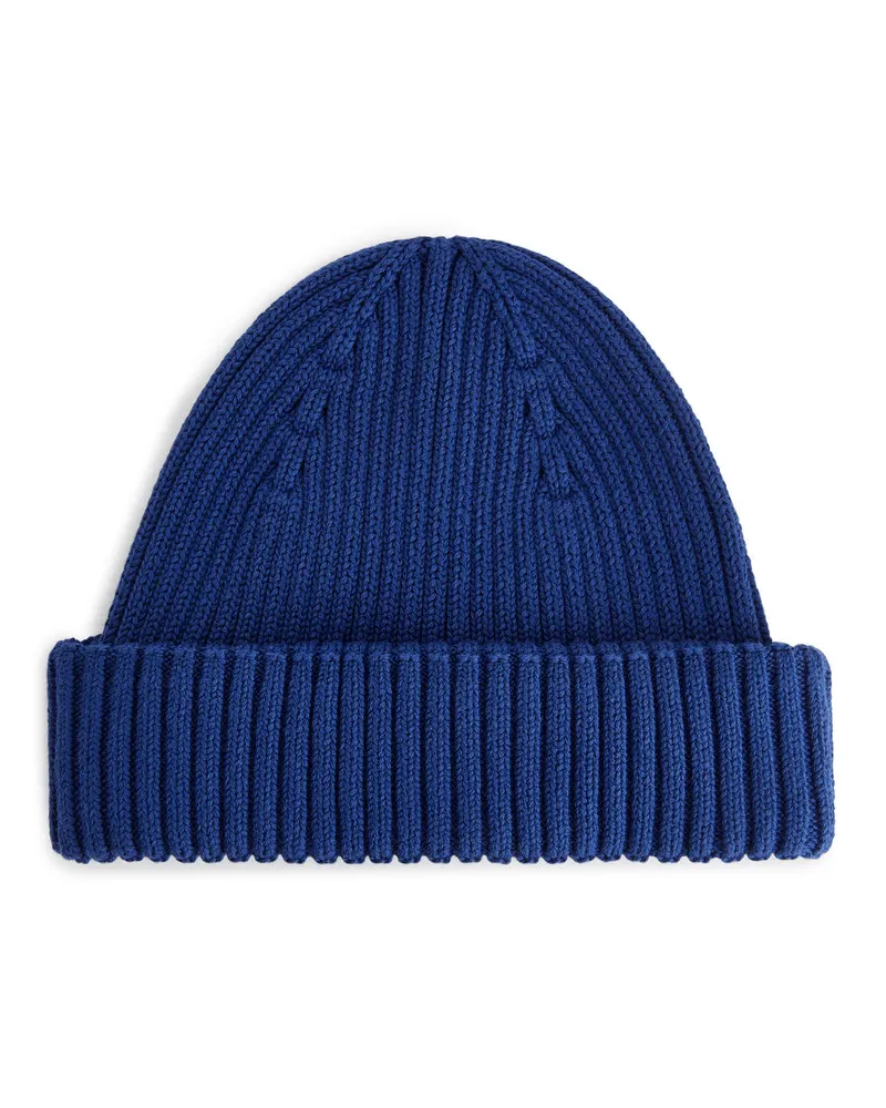 Arket Gerippte Baumwoll-Beanie -Blau Blau