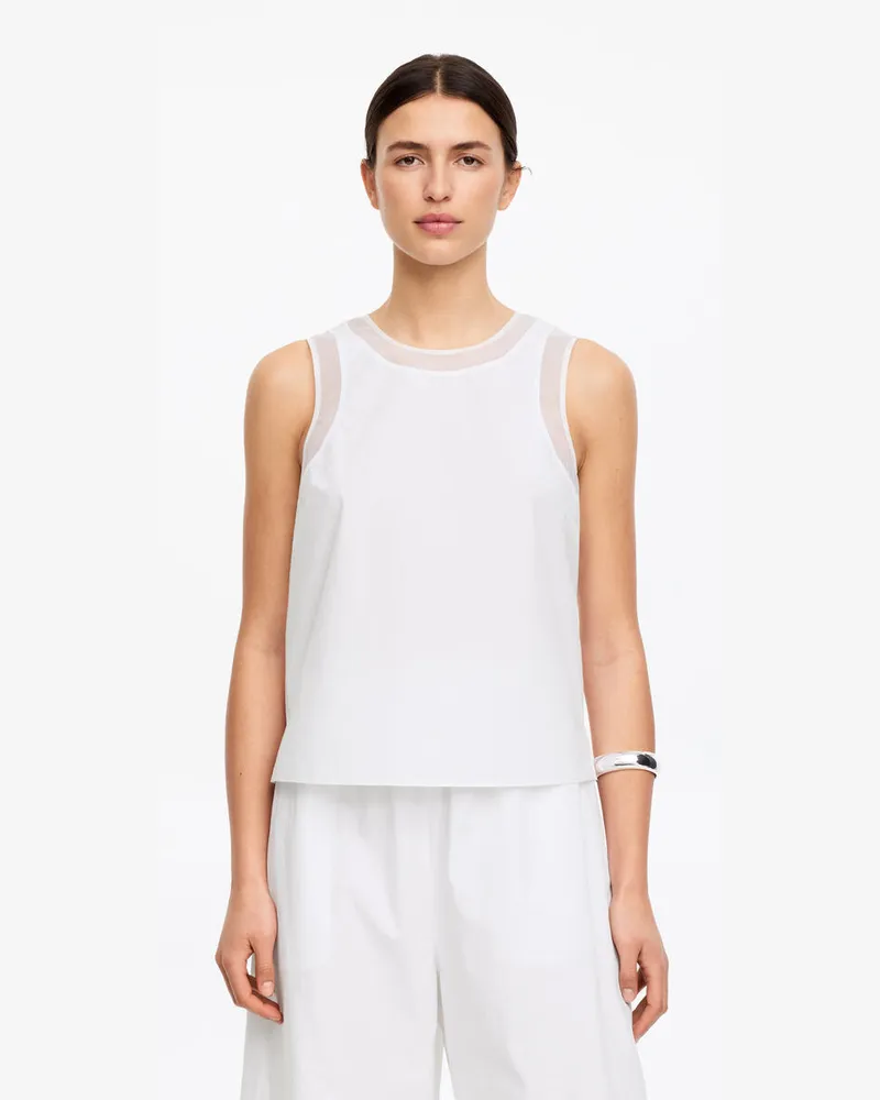 Arket Tanktop Mit Organzadetail -Weiß Weiß