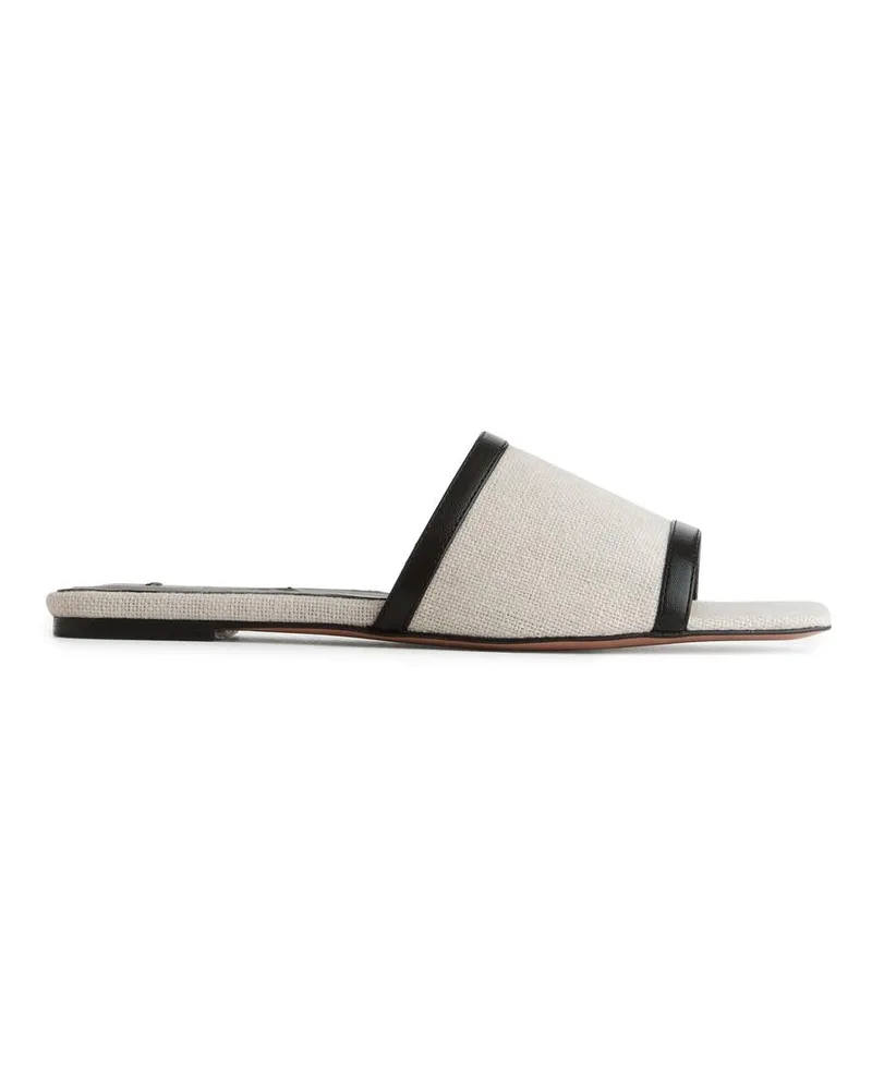 Arket Leinen-Pantoletten - Beige|Schwarz|Mehrfarbig Hellbeige