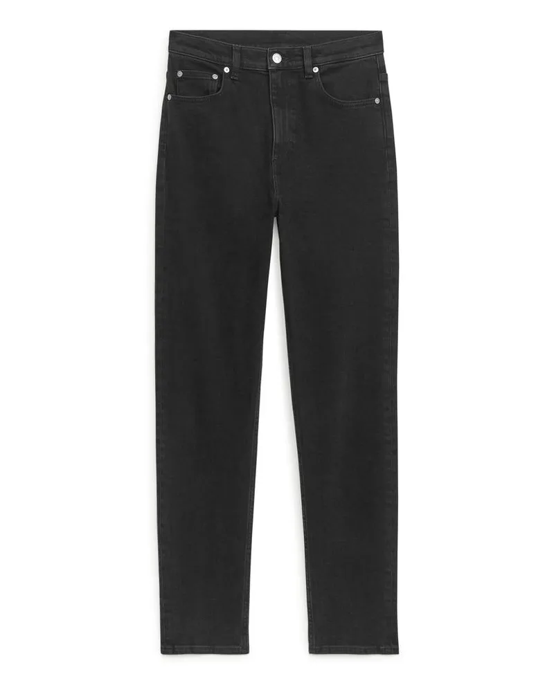 Arket Poppy High Slim Stretchjeans - Schwarz Verwaschenes