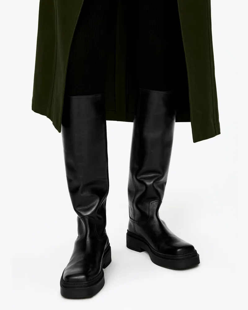 Arket Knielange Lederstiefel -Schwarz Schwarz