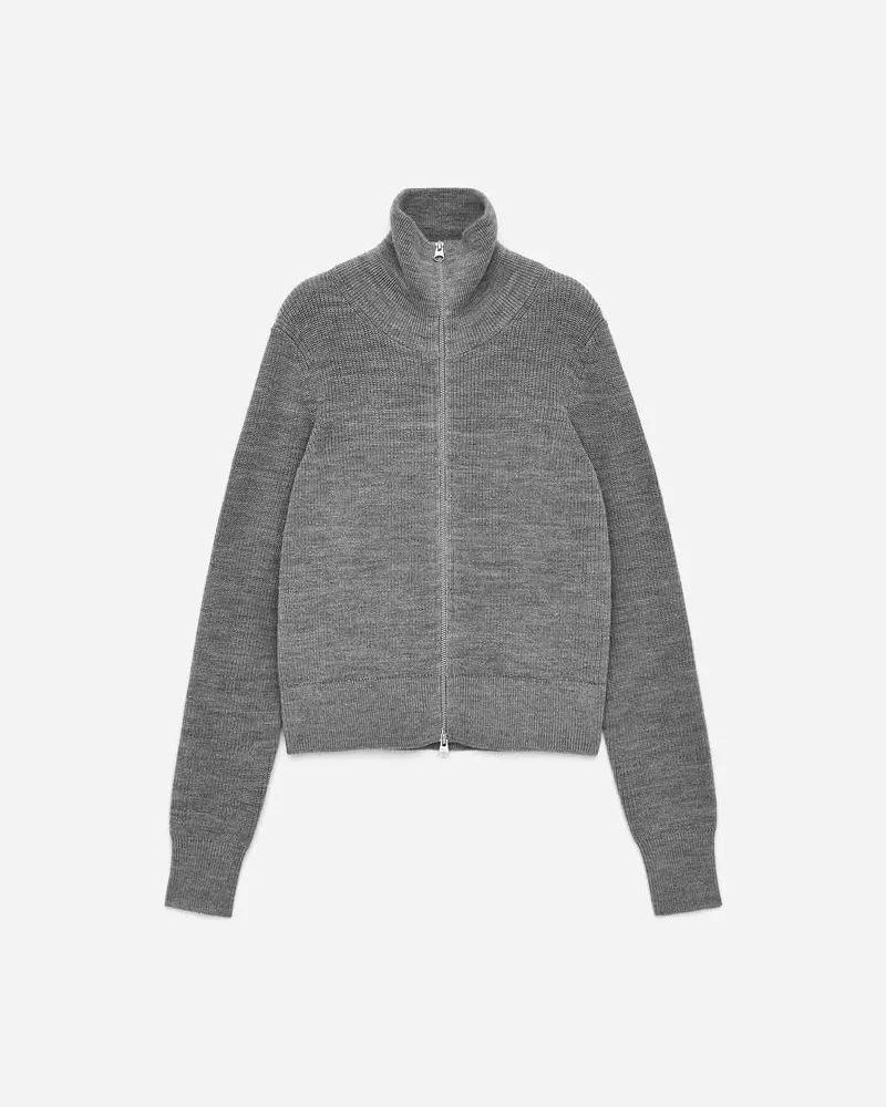 Arket Woll- Und Baumwollstrickjacke Mit Reißverschluss -Grau Grau