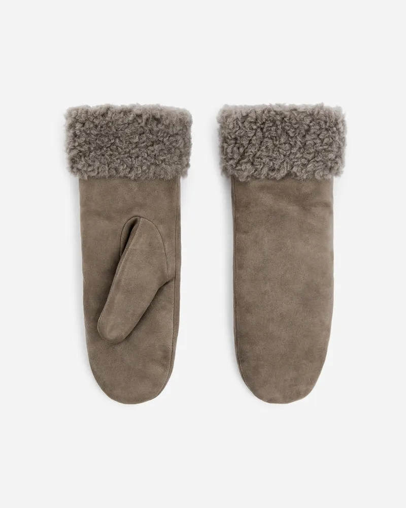 Arket Gefütterte Velourslederfäustlinge -Beige Beige