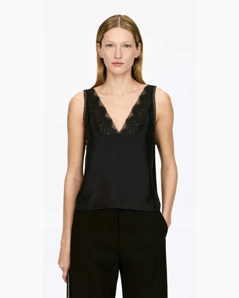 Arket Top Mit Spitze -Schwarz Schwarz