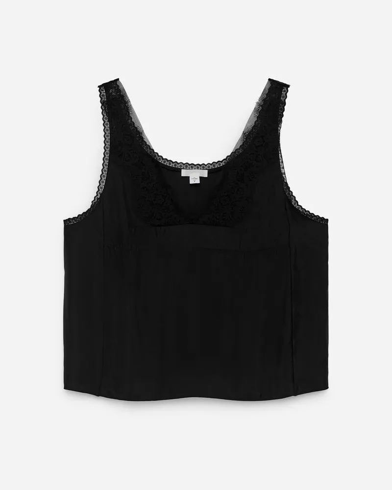 Arket Top Mit Spitze -Schwarz Schwarz