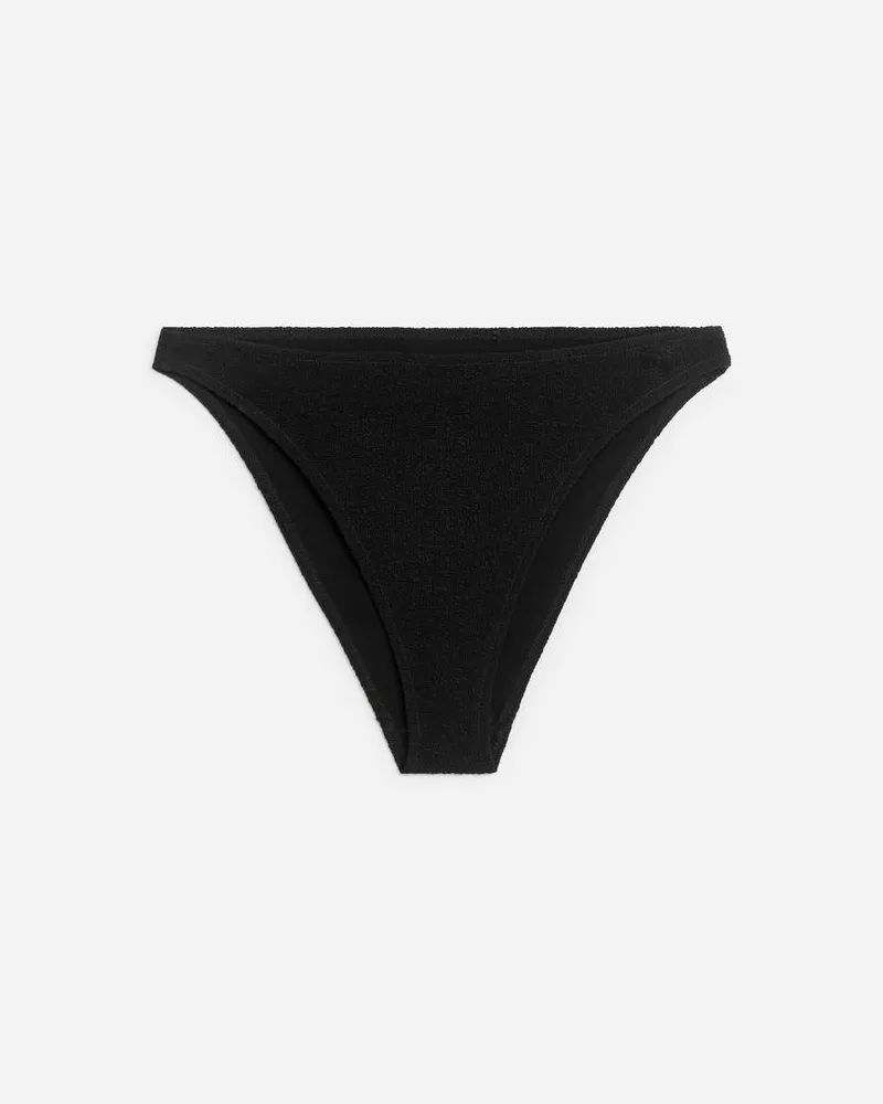 Arket Strukturierte Bikinihose Mit Hohem Bund - Schwarz Schwarz